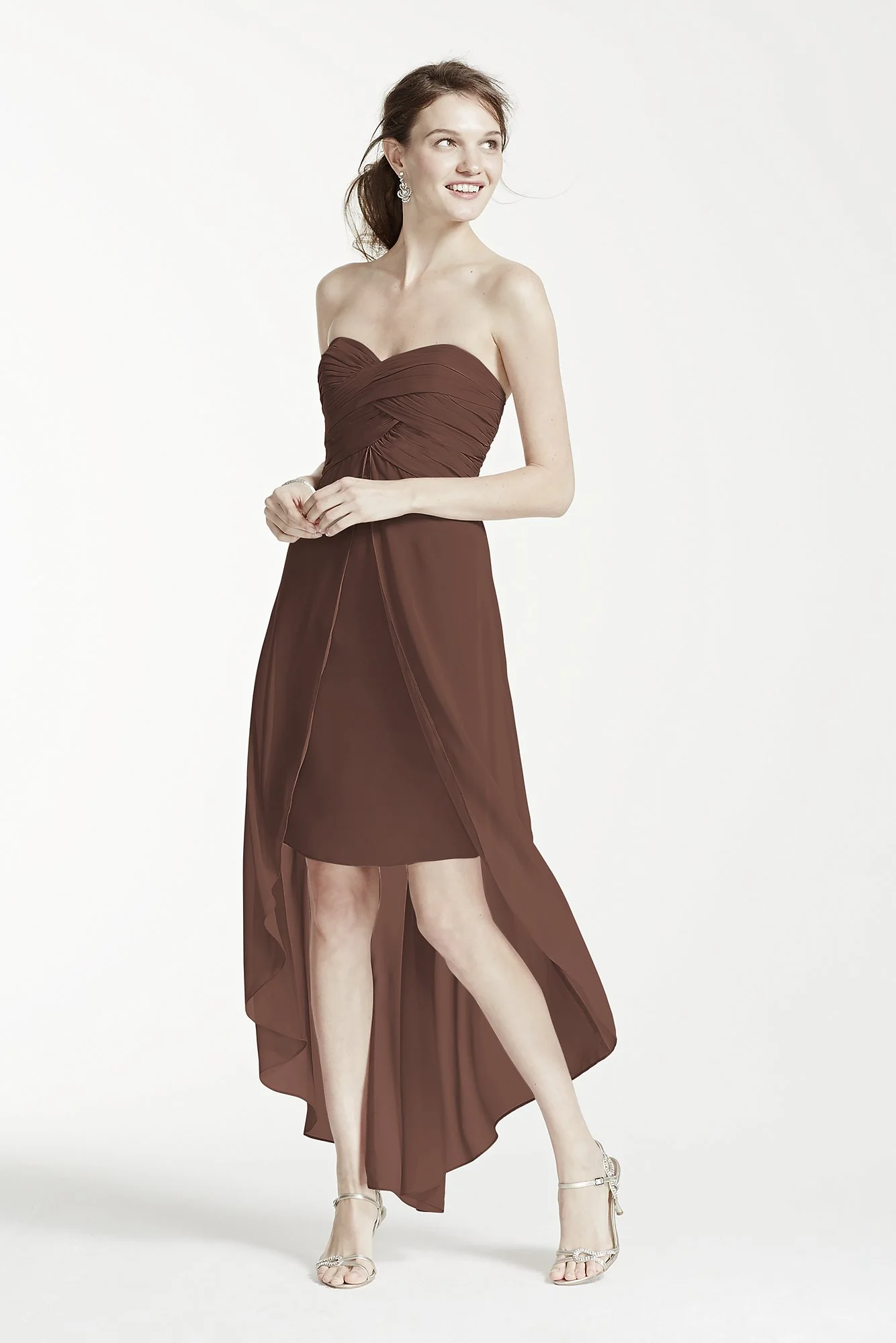 Strapless High Low Dress with Front Detail - Image 45