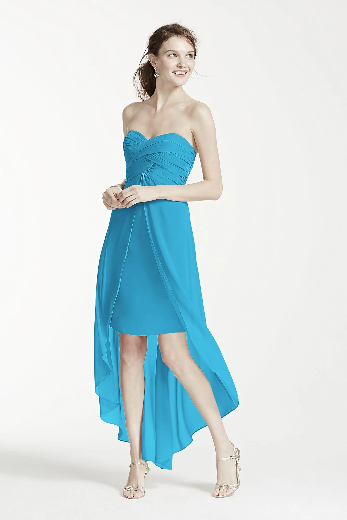 Strapless High Low Dress with Front Detail - Image 47