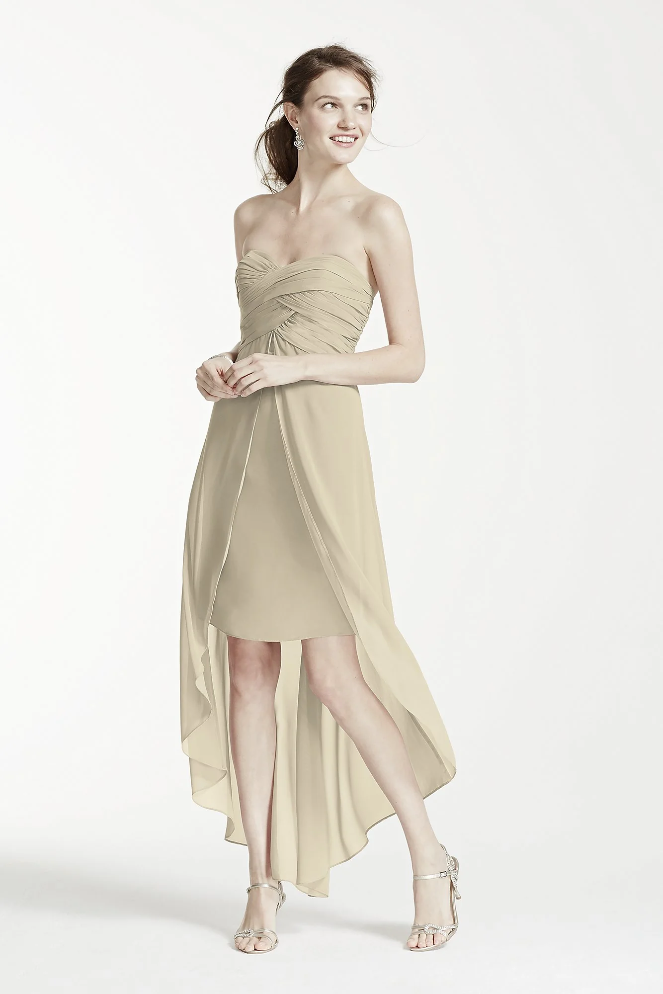 Strapless High Low Dress with Front Detail - Image 8