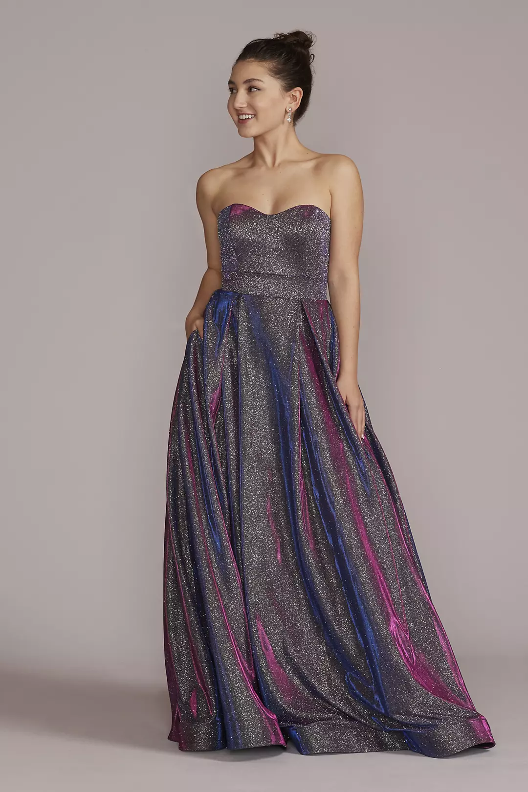 Strapless Iridescent Pleated Ballgown - Image 5