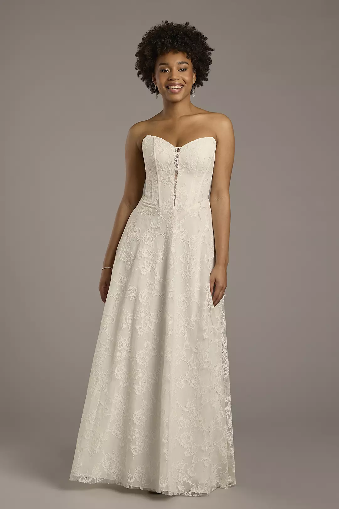 Strapless Lace A-Line Corset Wedding Dress - Image 3