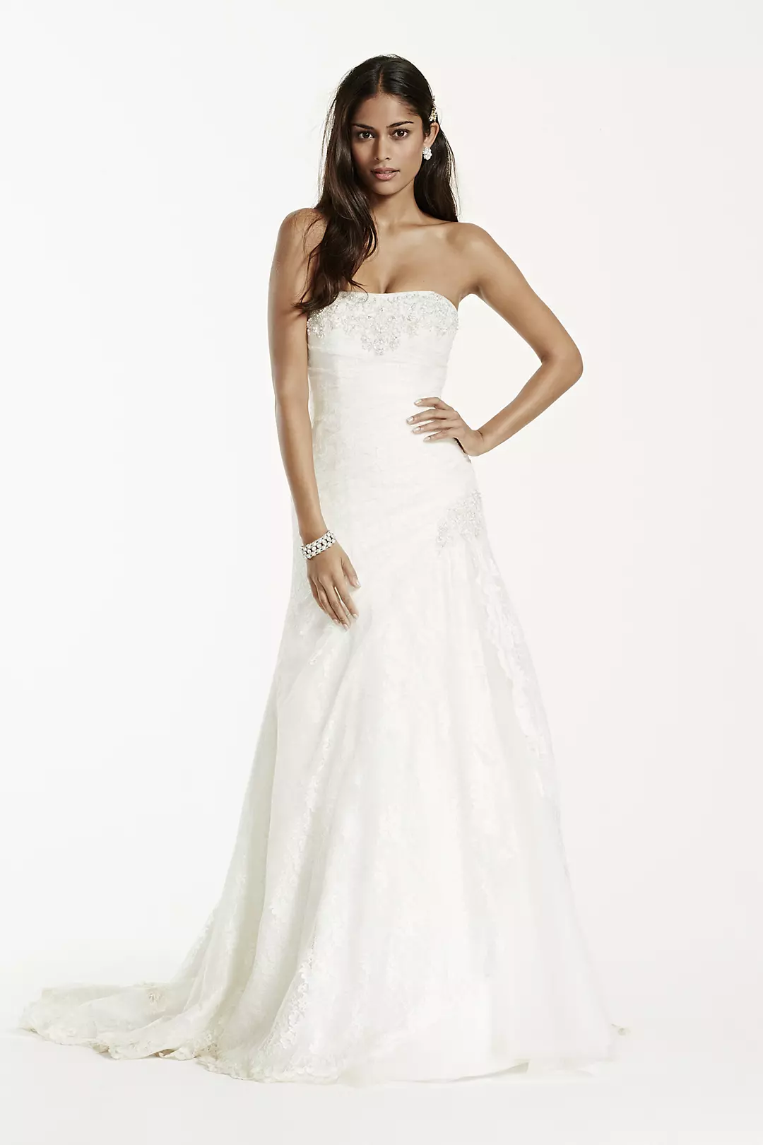 Strapless Lace A-line Gown with Side Split - Image 3
