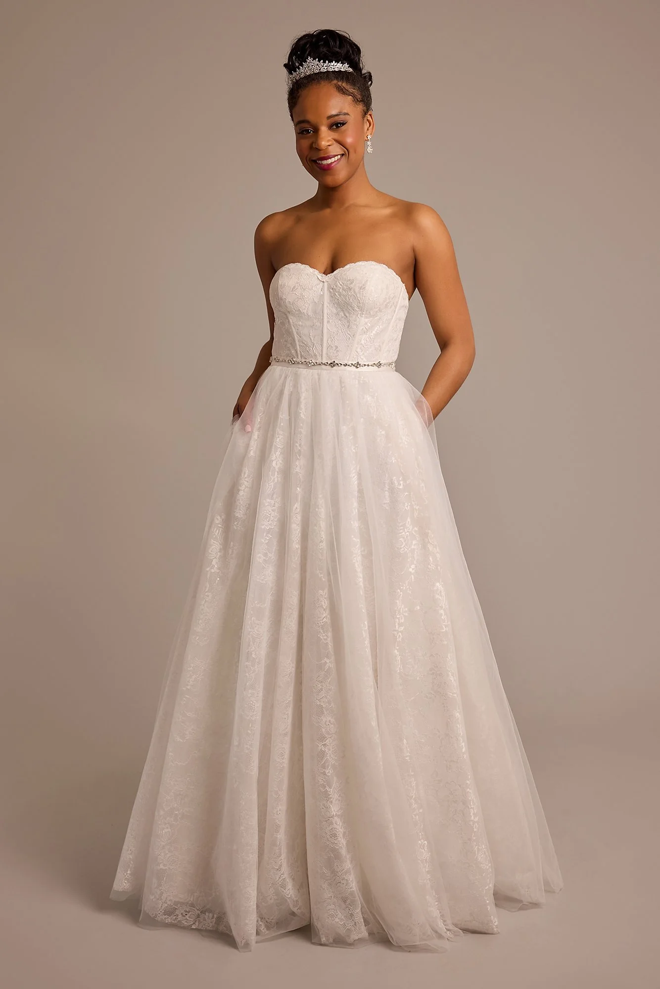 Strapless Lace and Tulle Corset Wedding Dress - Image 3