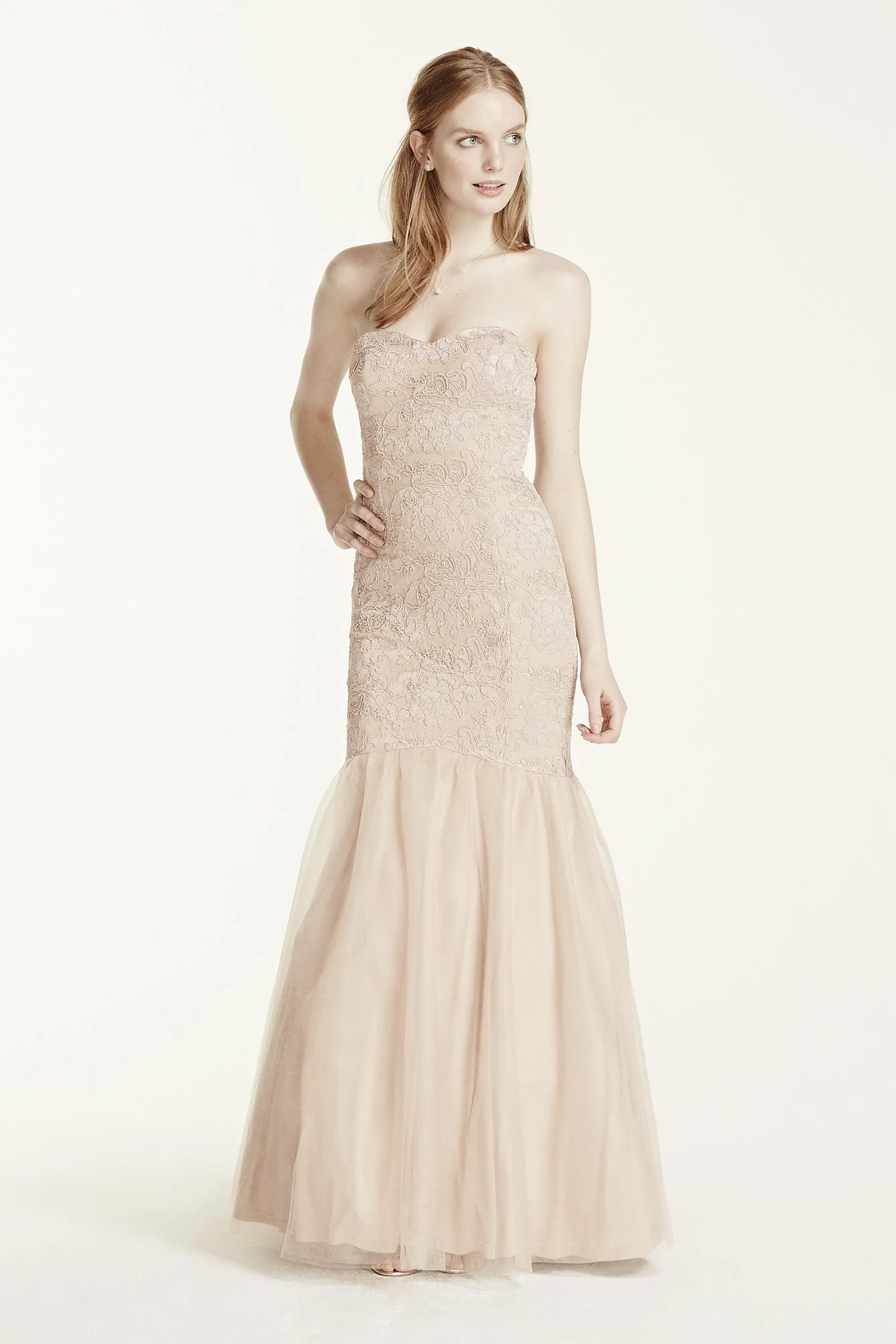 Strapless Lace Applique Fit and Flare Dress