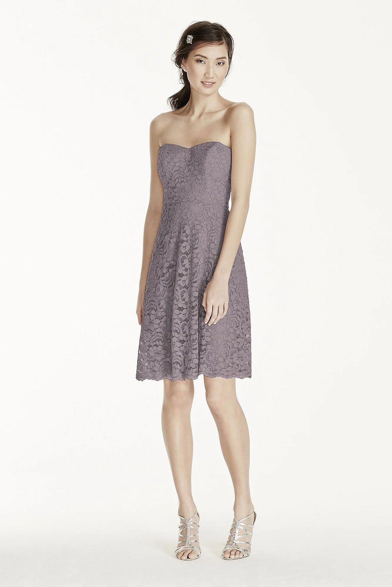 Strapless Lace Dress with Full Skirt