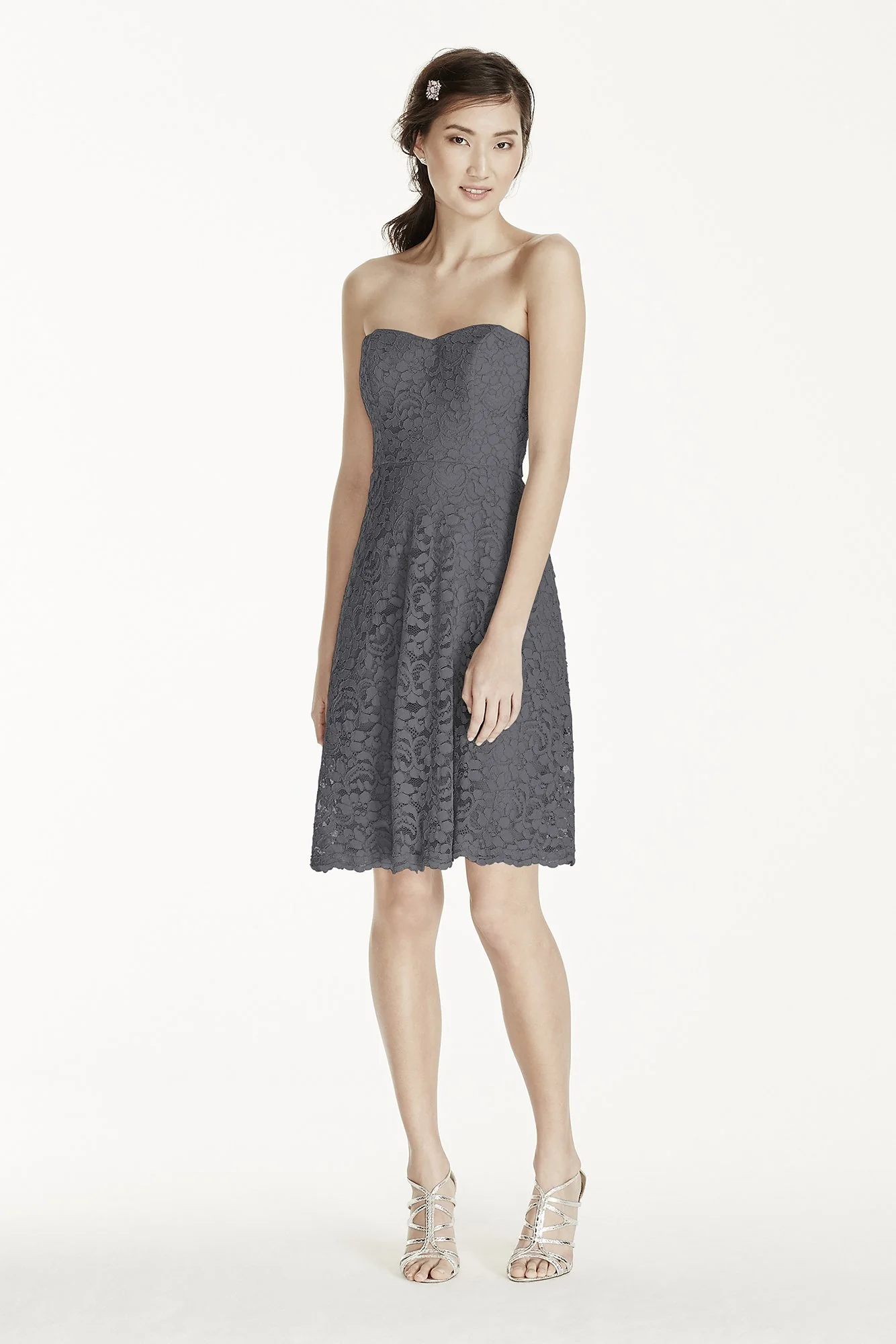 Strapless Lace Dress with Full Skirt - Image 4