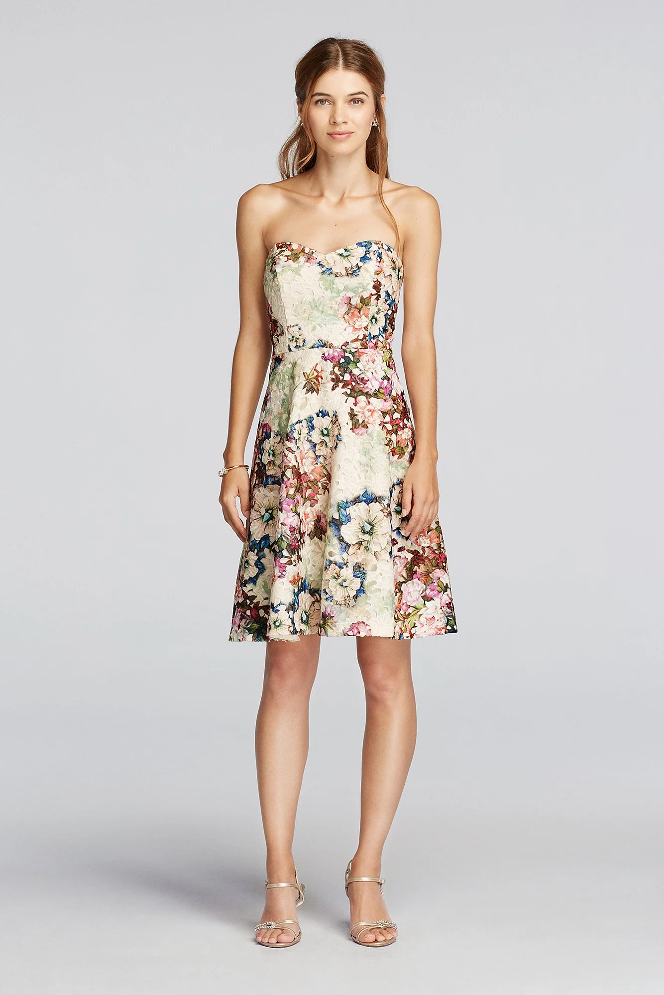 Strapless Lace Dress with Full Skirt - Image 52