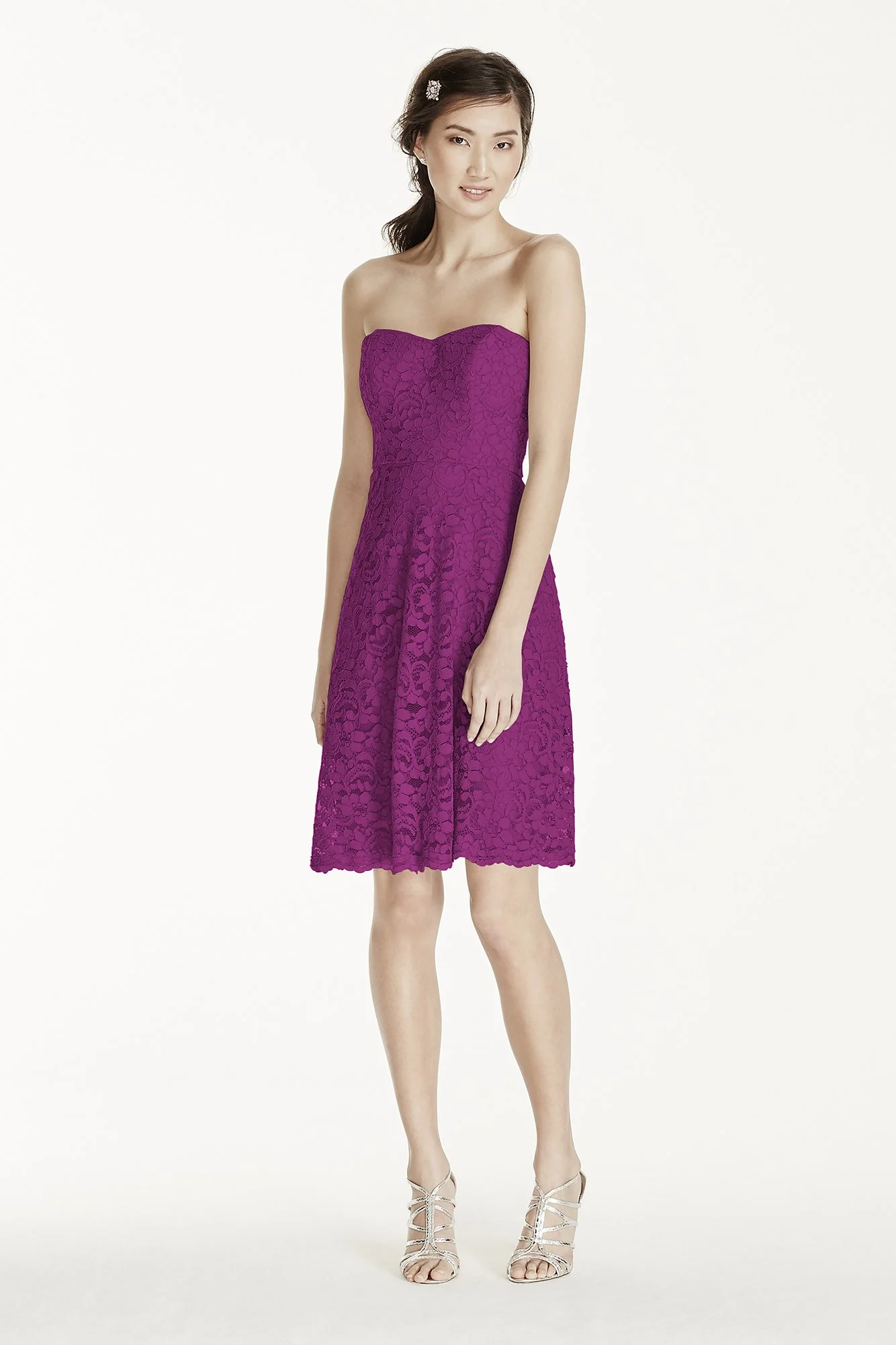 Strapless Lace Dress with Full Skirt - Image 58