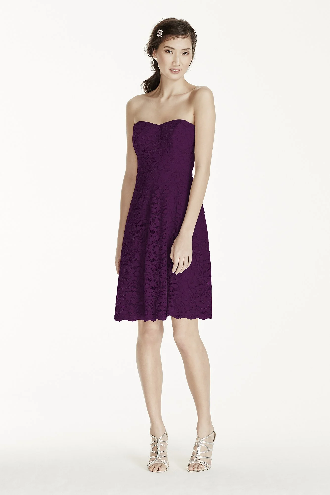 Strapless Lace Dress with Full Skirt - Image 70
