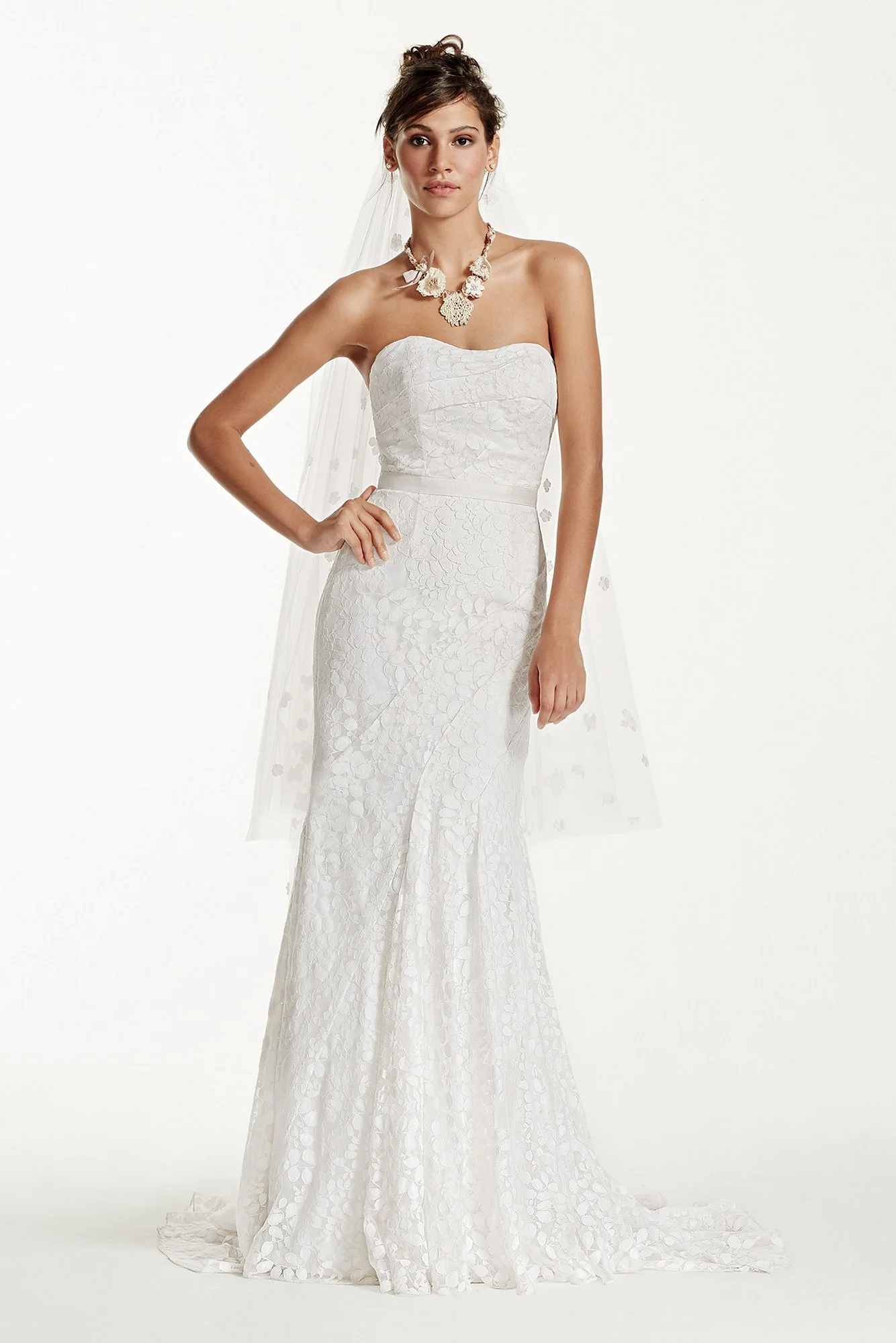 Strapless Lace Gown with Ribbon Detail - Image 2