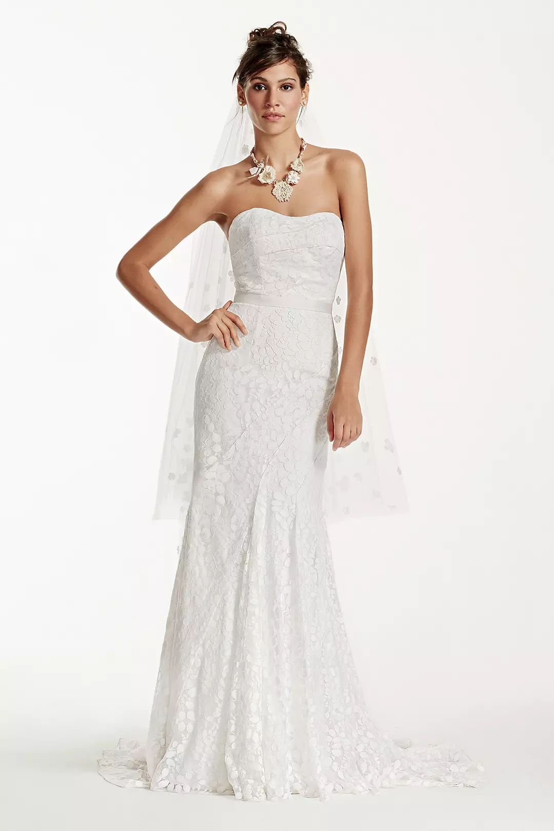 Strapless Lace Gown with Ribbon Detail - Image 9