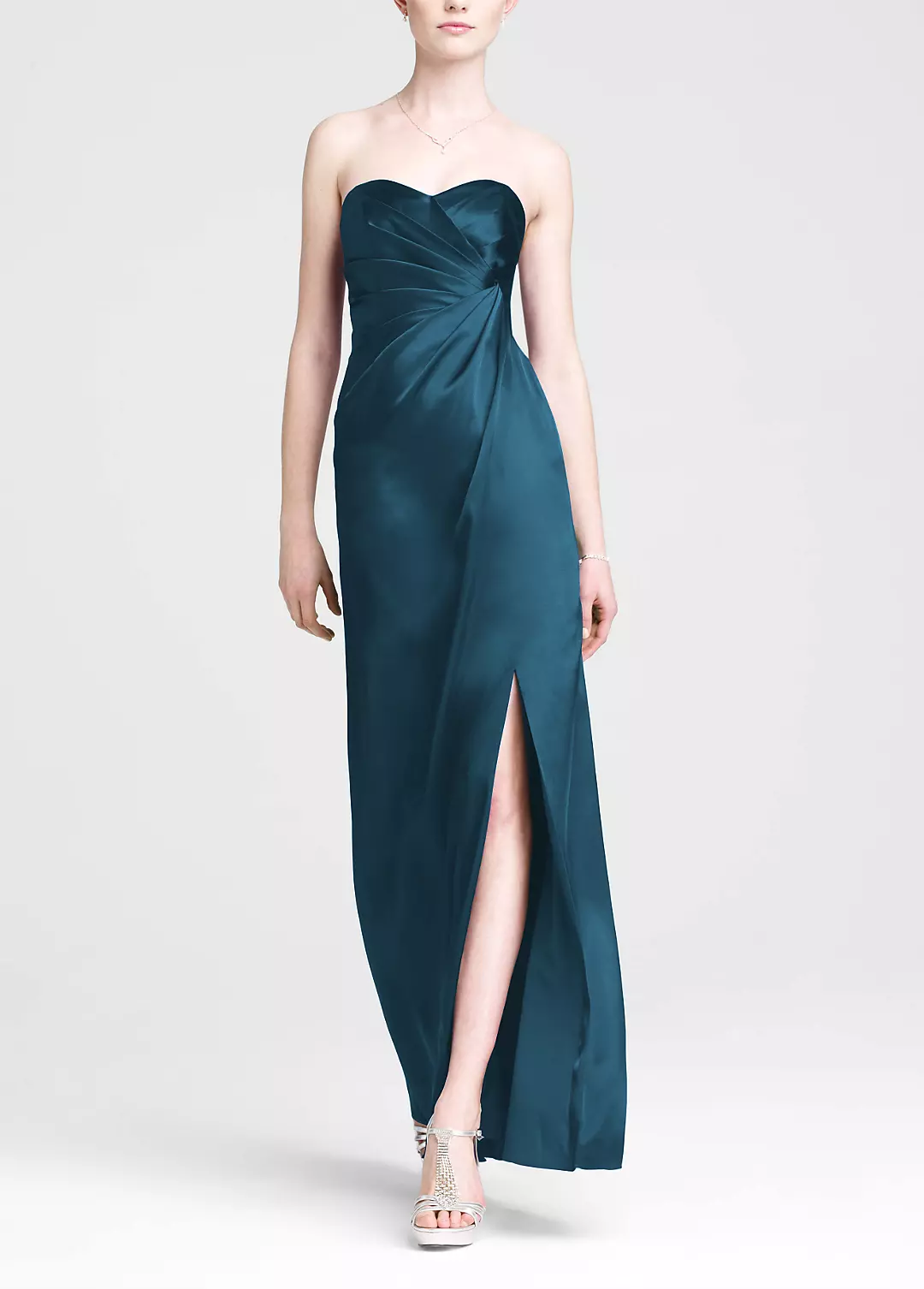 Strapless Long Charmeuse Dress with Slit - Image 21