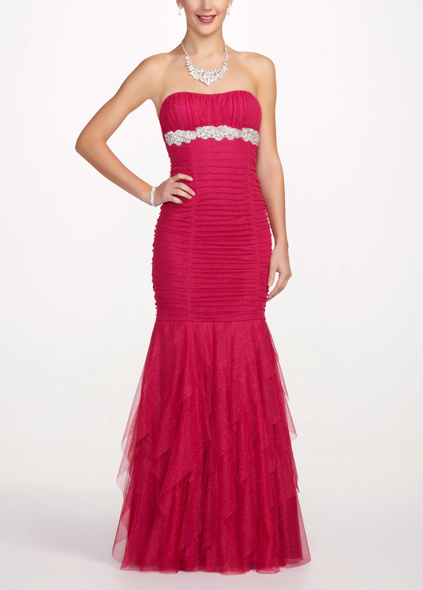 Strapless Long Tulle Mermaid Prom Dress