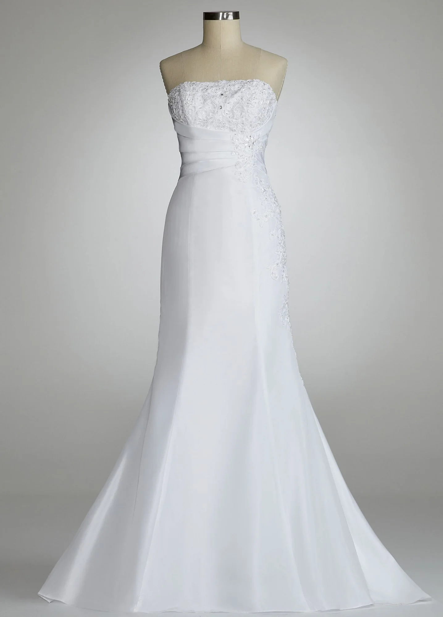 Strapless Mermaid Beaded Taffeta Gown