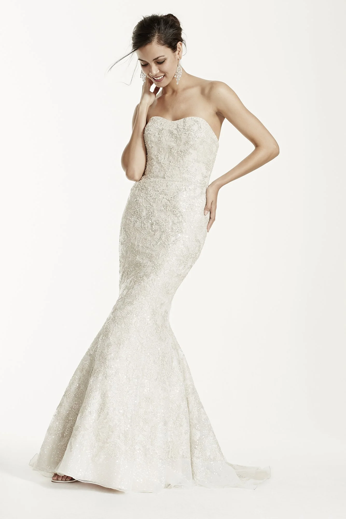 Strapless Mermaid Wedding Gown with Gold Lace - Image 7