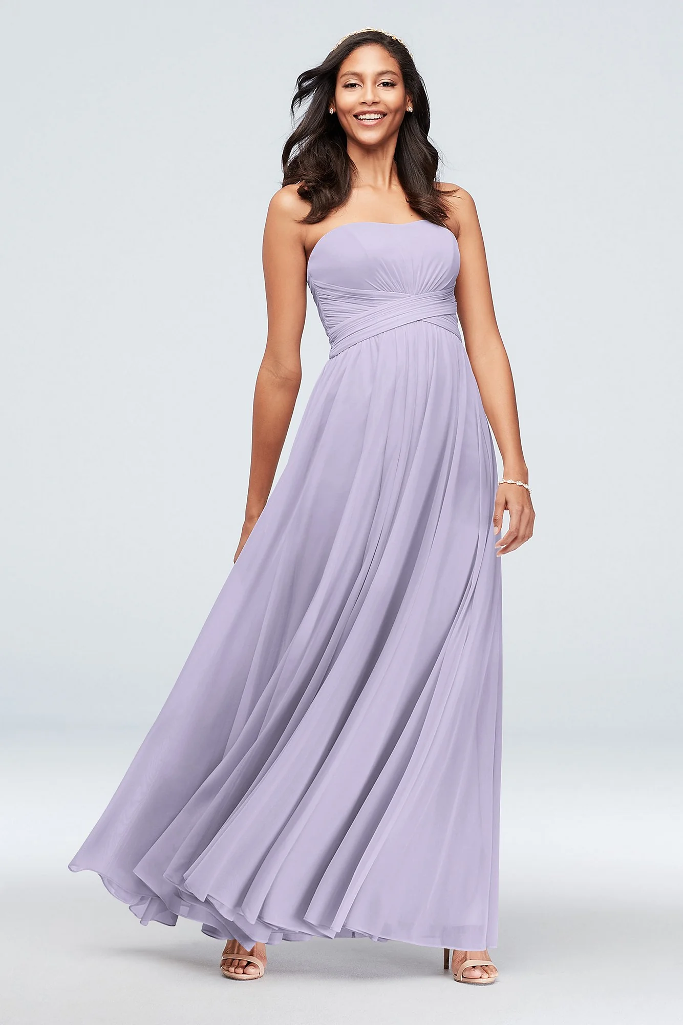 Mesh Cross Waist Strapless Bridesmaid Dress - Image 16