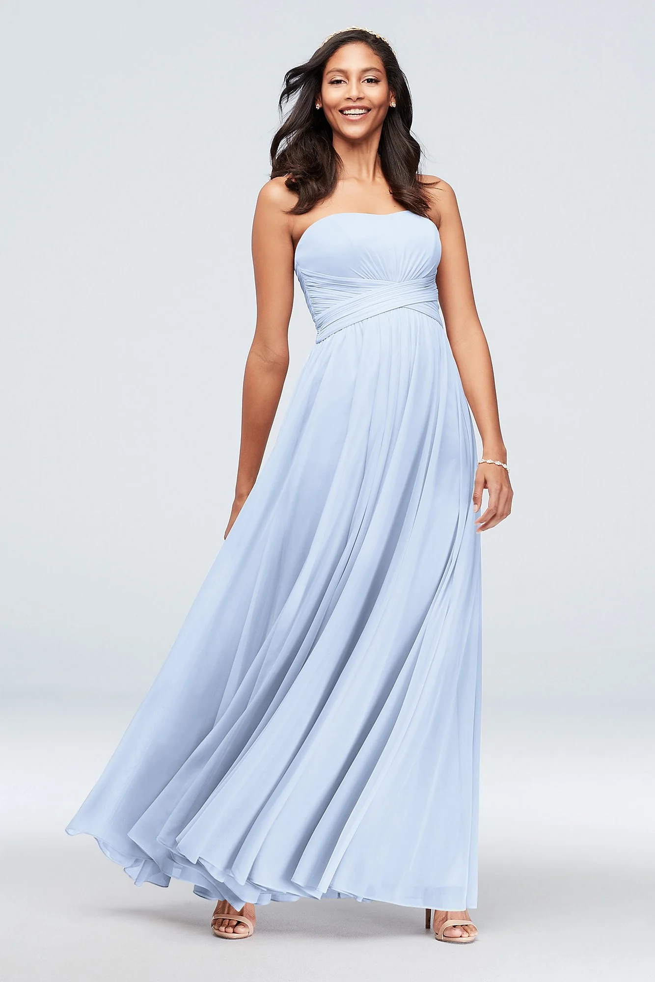 Mesh Cross Waist Strapless Bridesmaid Dress - Image 17