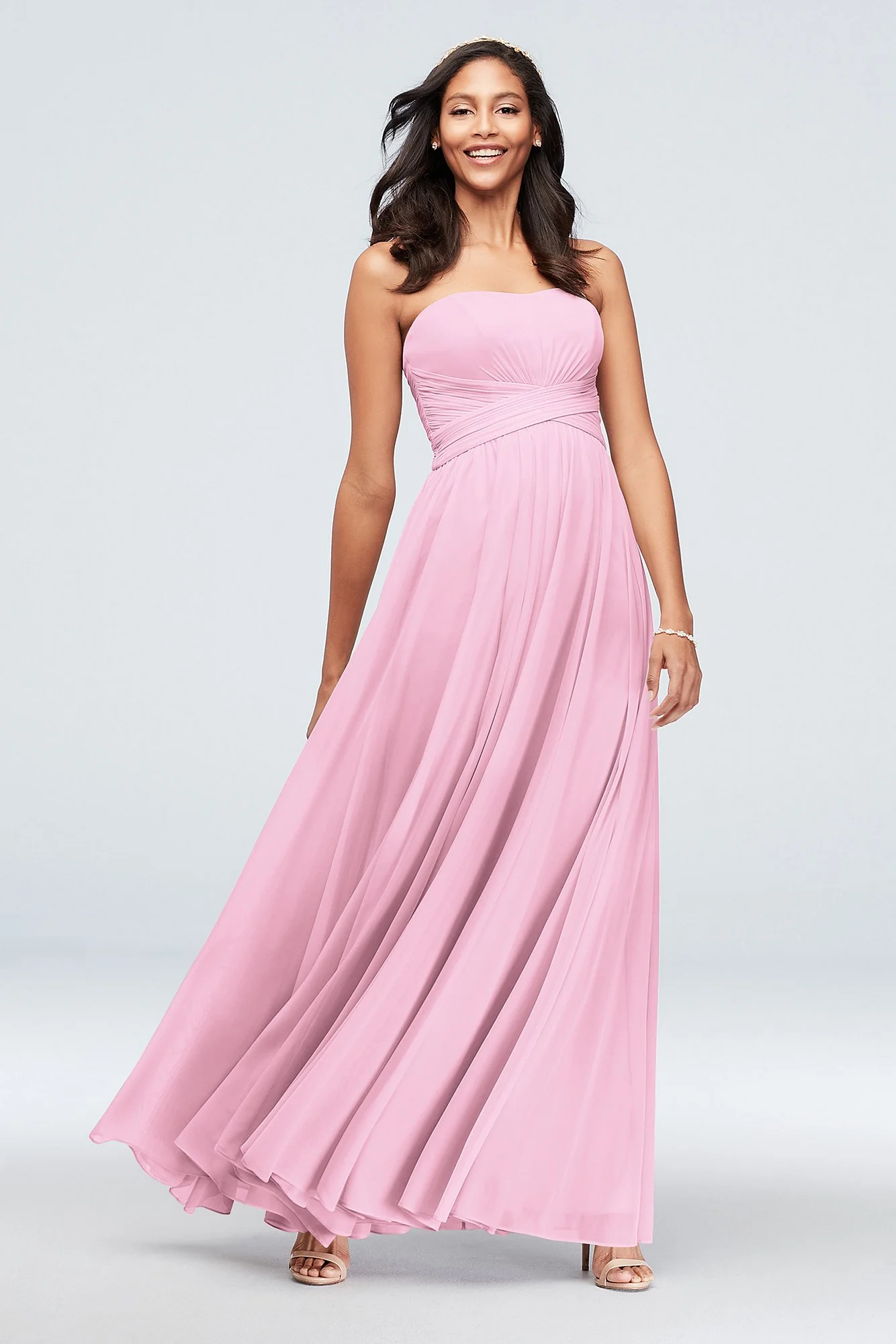 Mesh Cross Waist Strapless Bridesmaid Dress - Image 22
