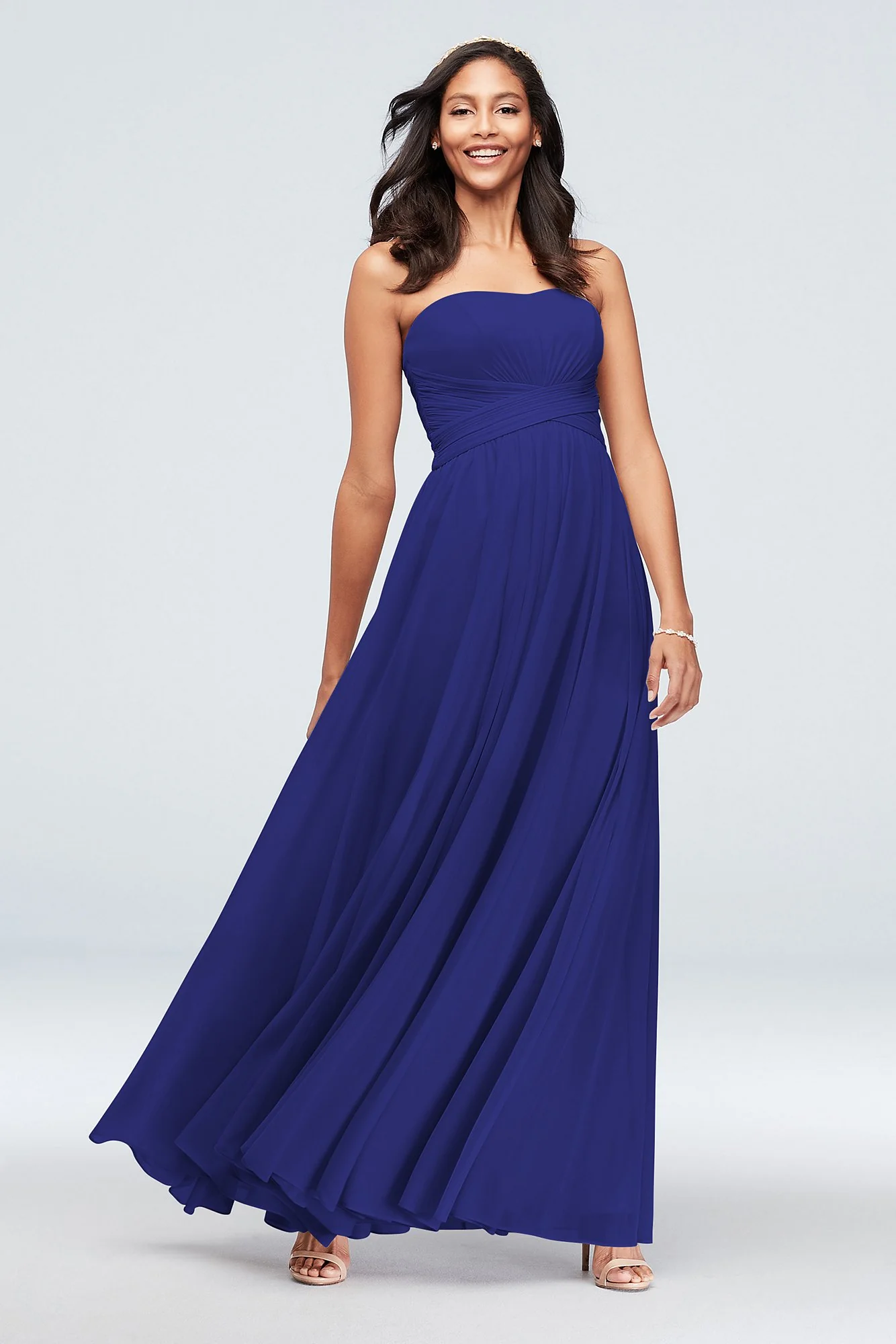 Mesh Cross Waist Strapless Bridesmaid Dress - Image 23