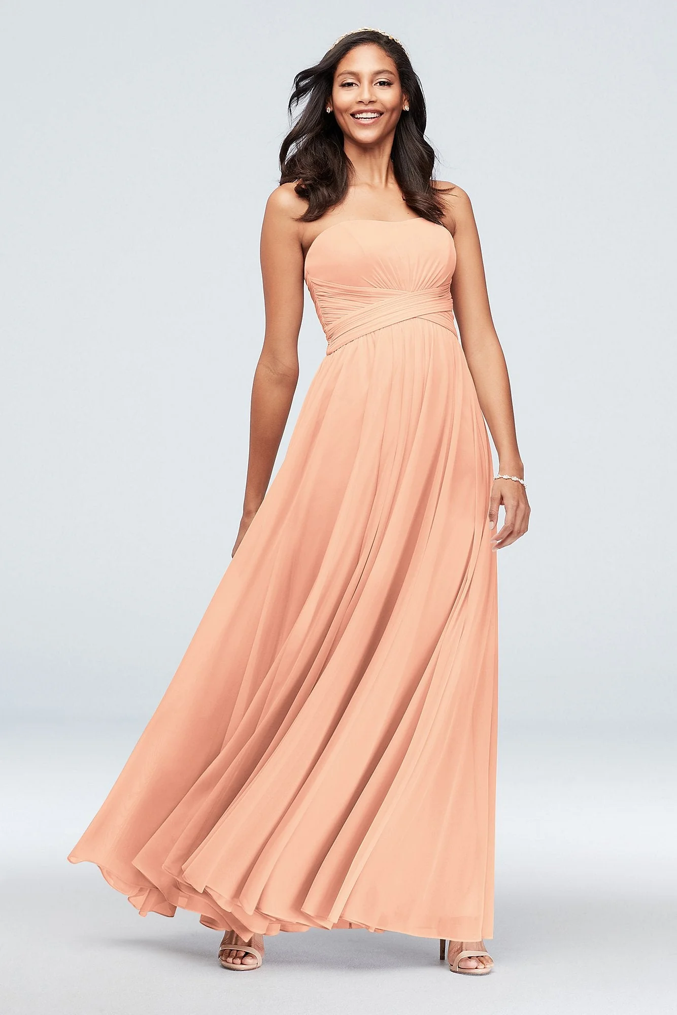 Mesh Cross Waist Strapless Bridesmaid Dress - Image 37