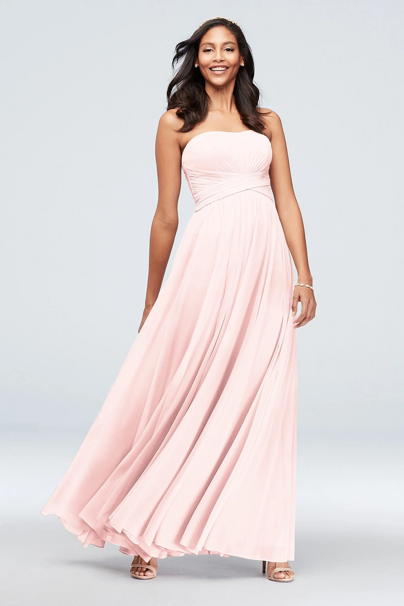 Mesh Cross Waist Strapless Bridesmaid Dress - Image 52