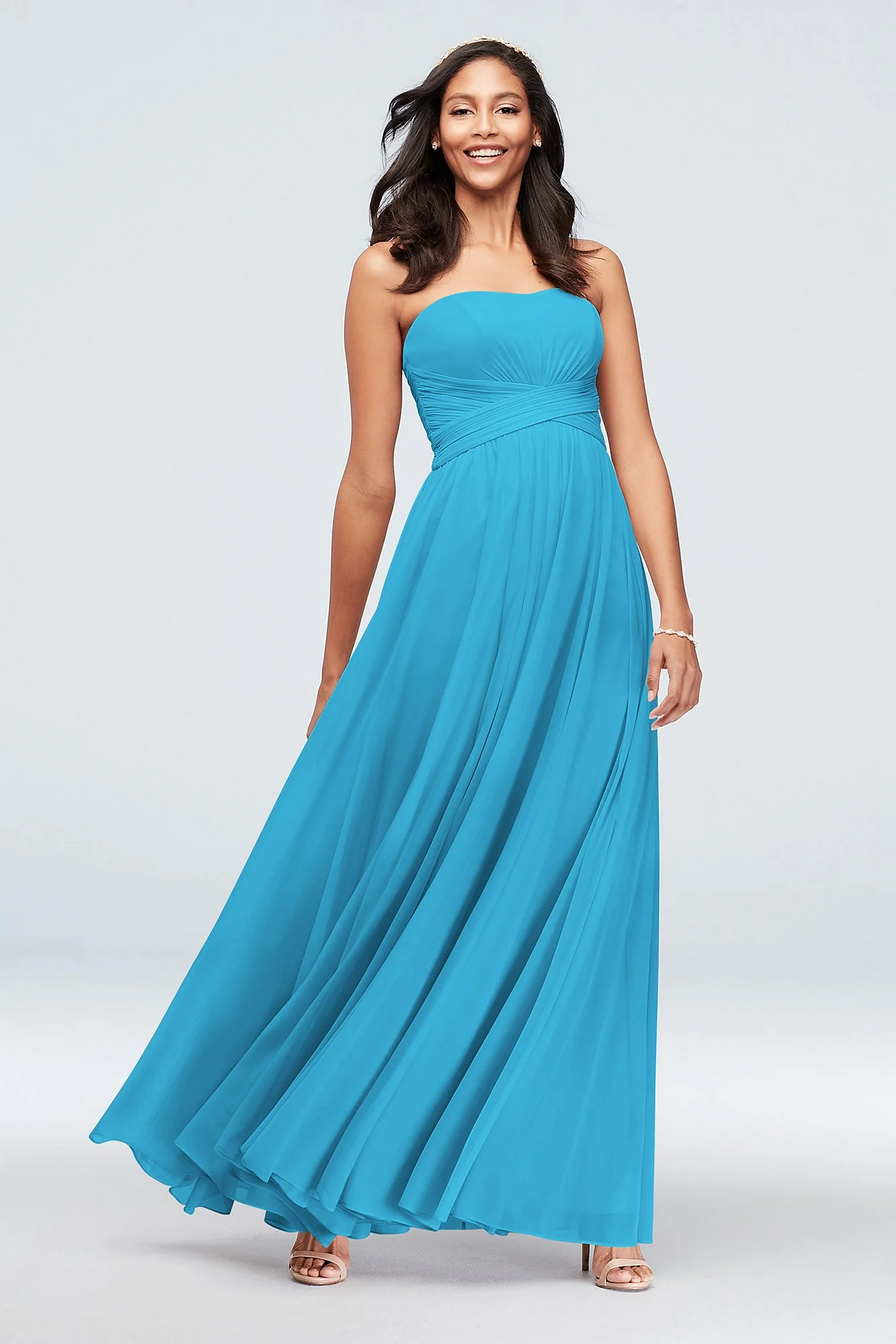 Mesh Cross Waist Strapless Bridesmaid Dress - Image 53