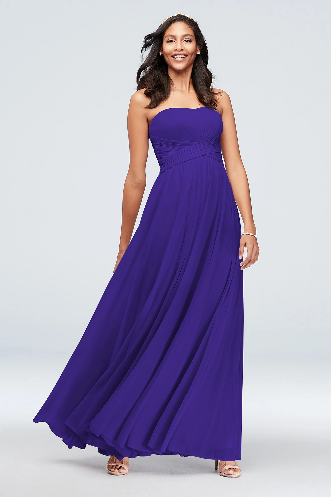 Mesh Cross Waist Strapless Bridesmaid Dress - Image 71