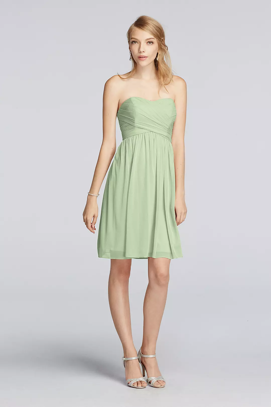 Strapless Mesh Dress with Pleated Wrapped Bodice - Image 116