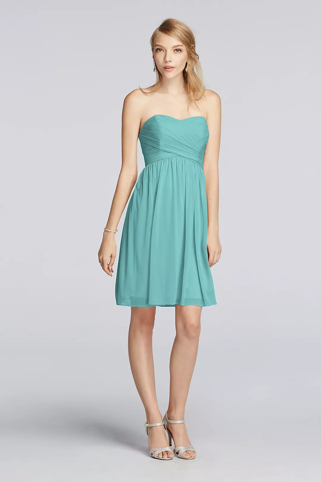 Strapless Mesh Dress with Pleated Wrapped Bodice - Image 119