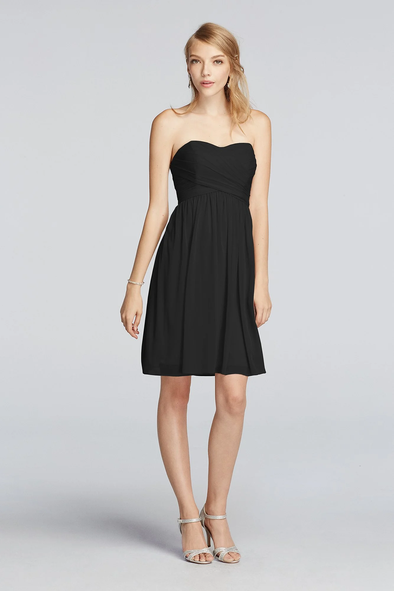 Strapless Mesh Dress with Pleated Wrapped Bodice - Image 32