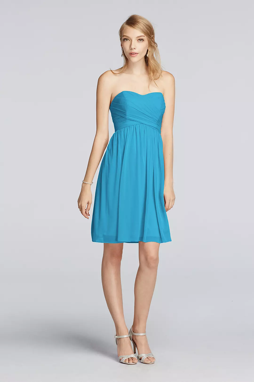 Strapless Mesh Dress with Pleated Wrapped Bodice - Image 33