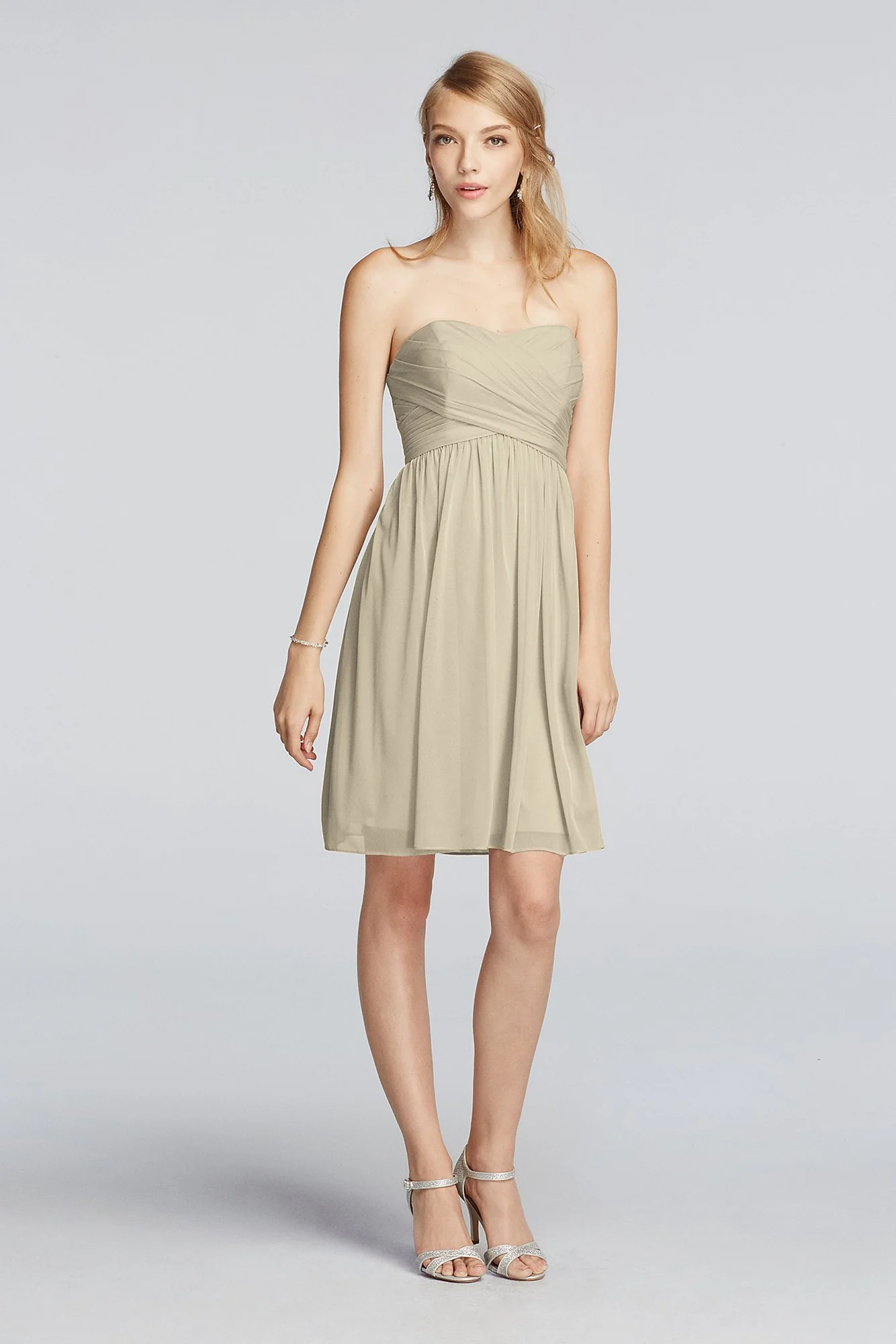Strapless Mesh Dress with Pleated Wrapped Bodice - Image 4