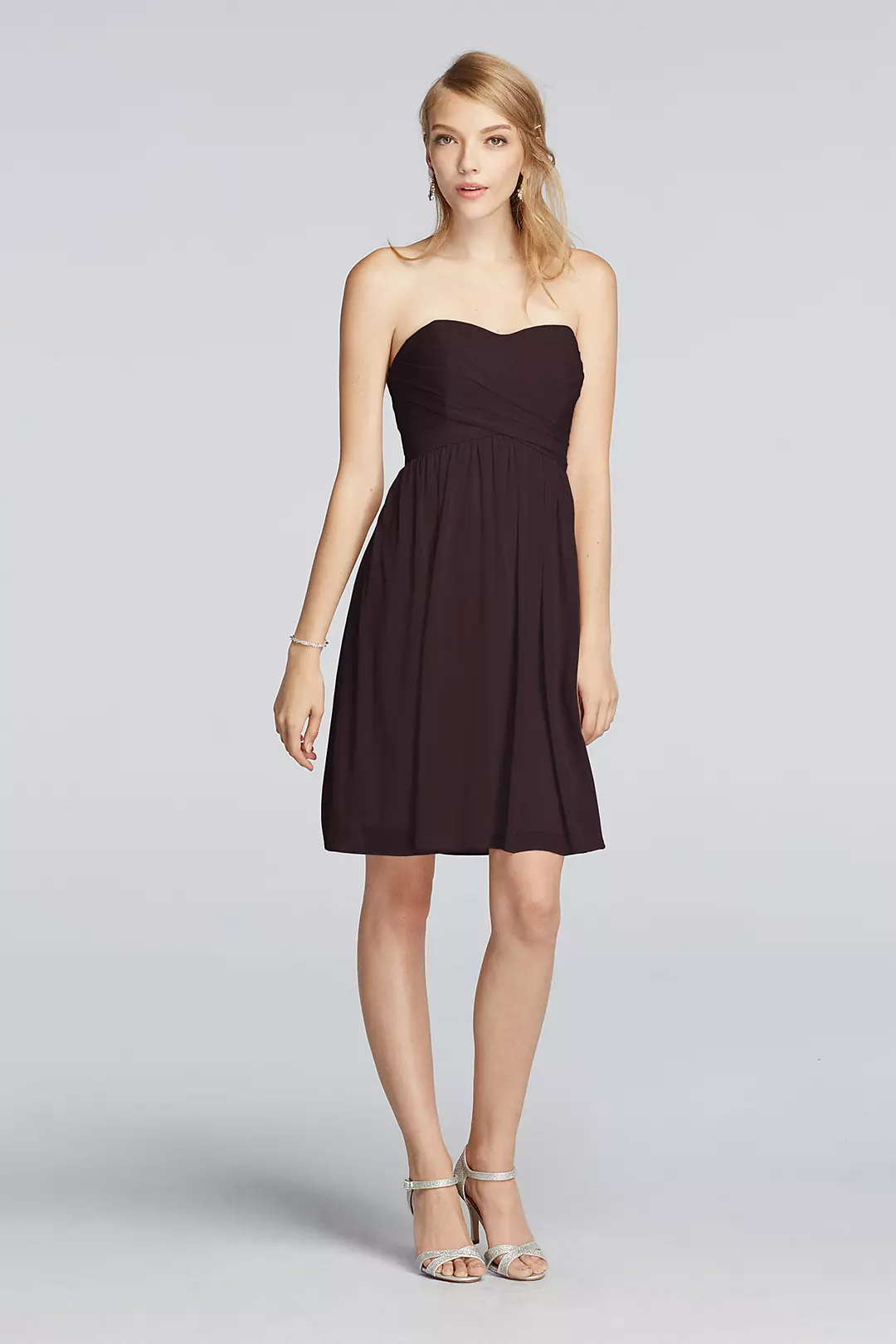 Strapless Mesh Dress with Pleated Wrapped Bodice - Image 50