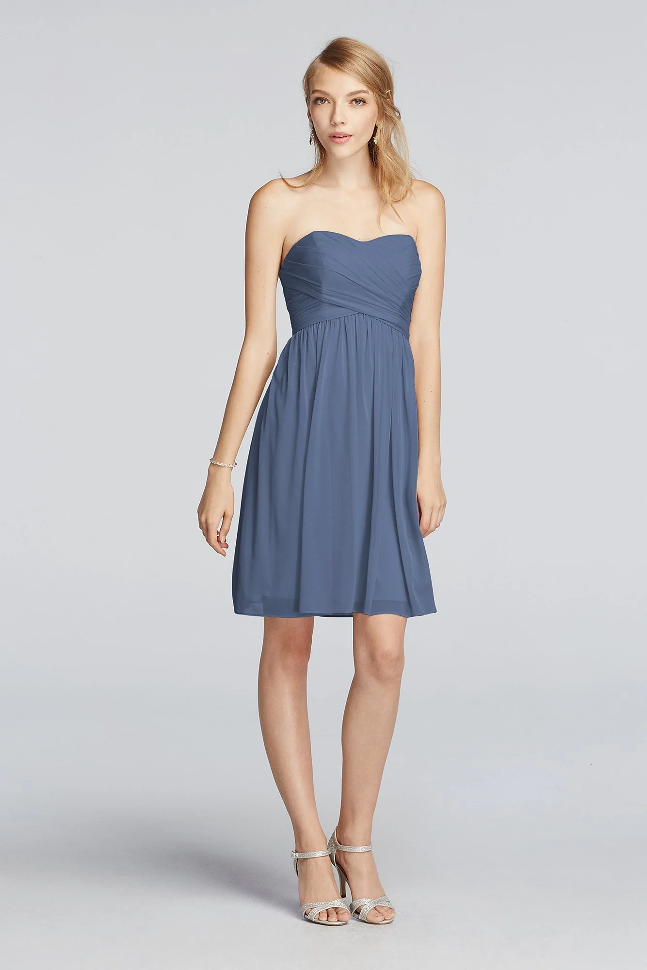 Strapless Mesh Dress with Pleated Wrapped Bodice - Image 7
