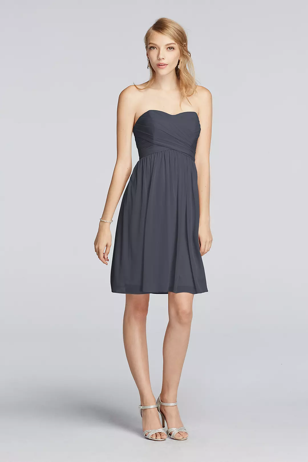Strapless Mesh Dress with Pleated Wrapped Bodice - Image 70