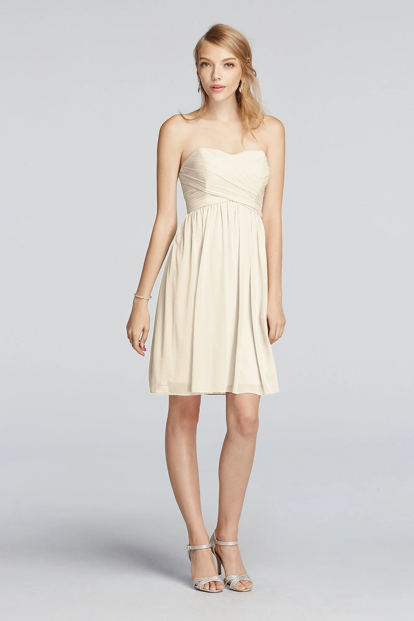 Strapless Mesh Dress with Pleated Wrapped Bodice - Image 8