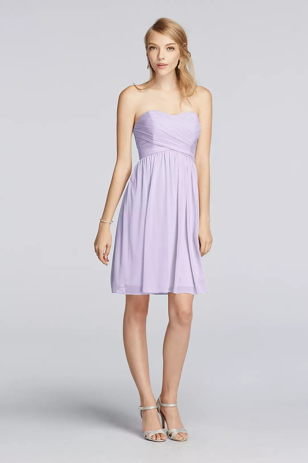 Strapless Mesh Dress with Pleated Wrapped Bodice - Image 85