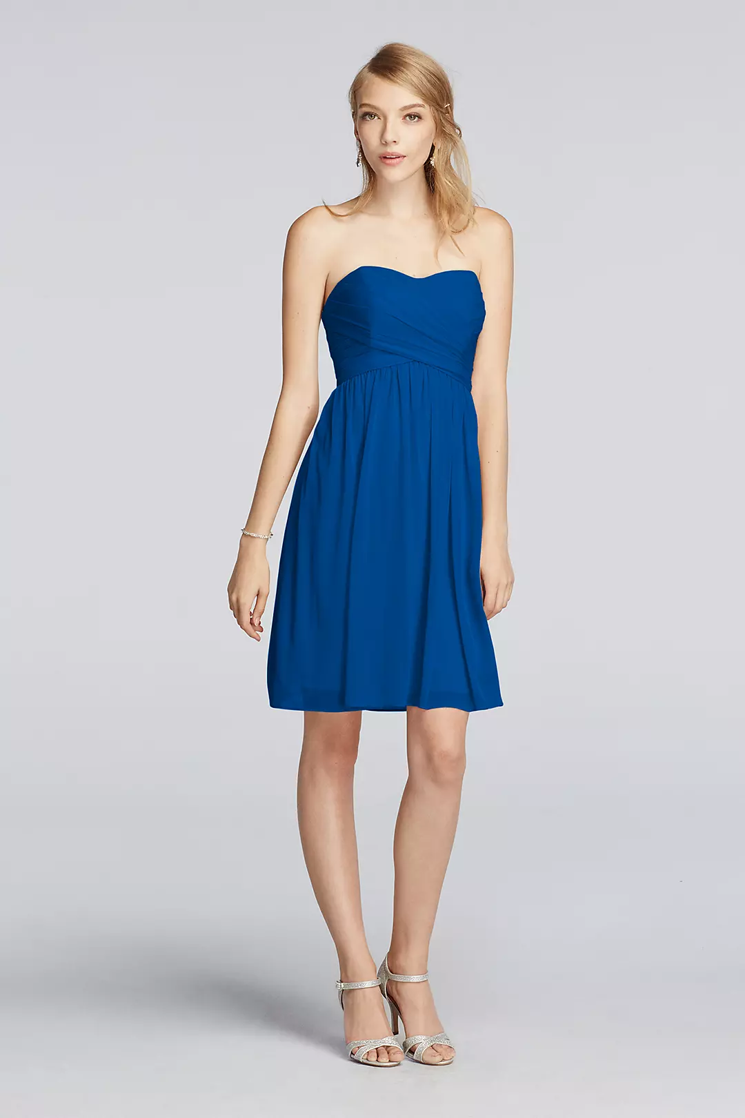 Strapless Mesh Dress with Pleated Wrapped Bodice - Image 86