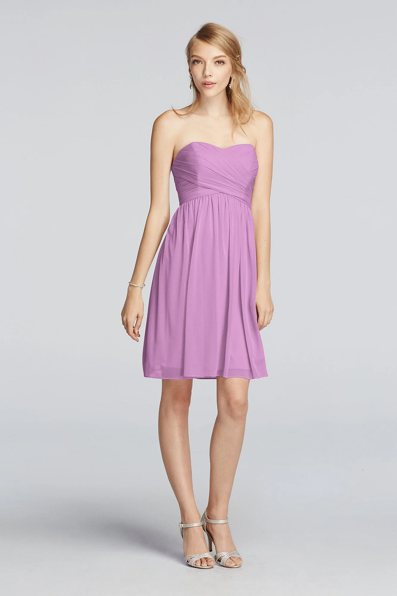 Strapless Mesh Dress with Pleated Wrapped Bodice - Image 90