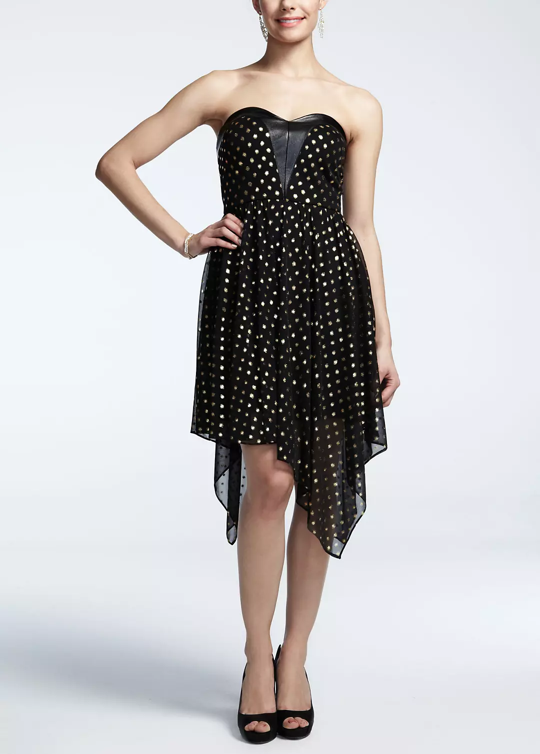 Strapless Mesh Polka Dot Short Dress - Image 5