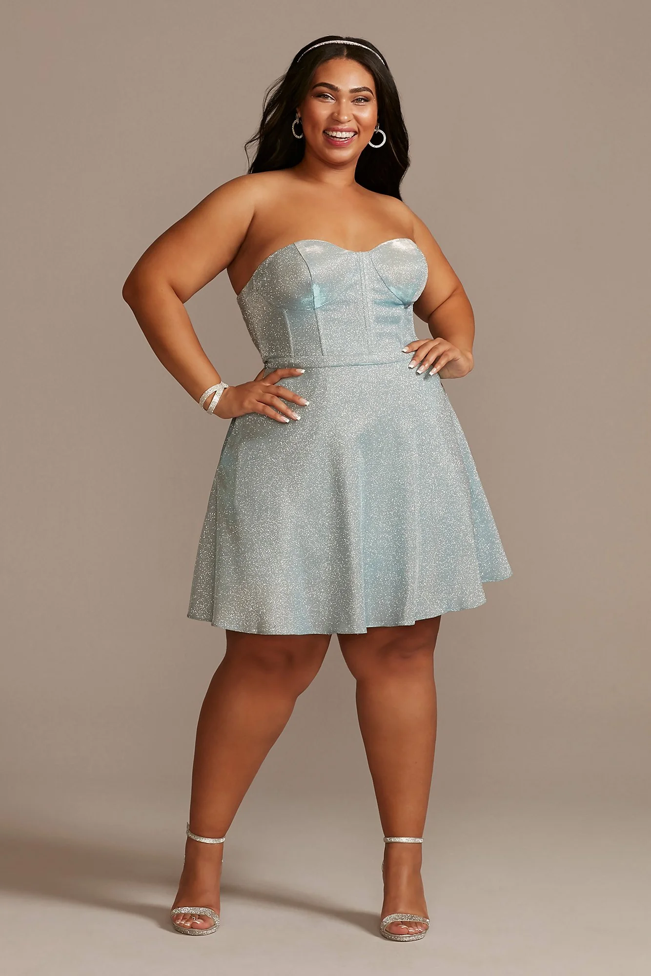 Strapless Metallic A-Line Mini Homecoming Dress - Image 3