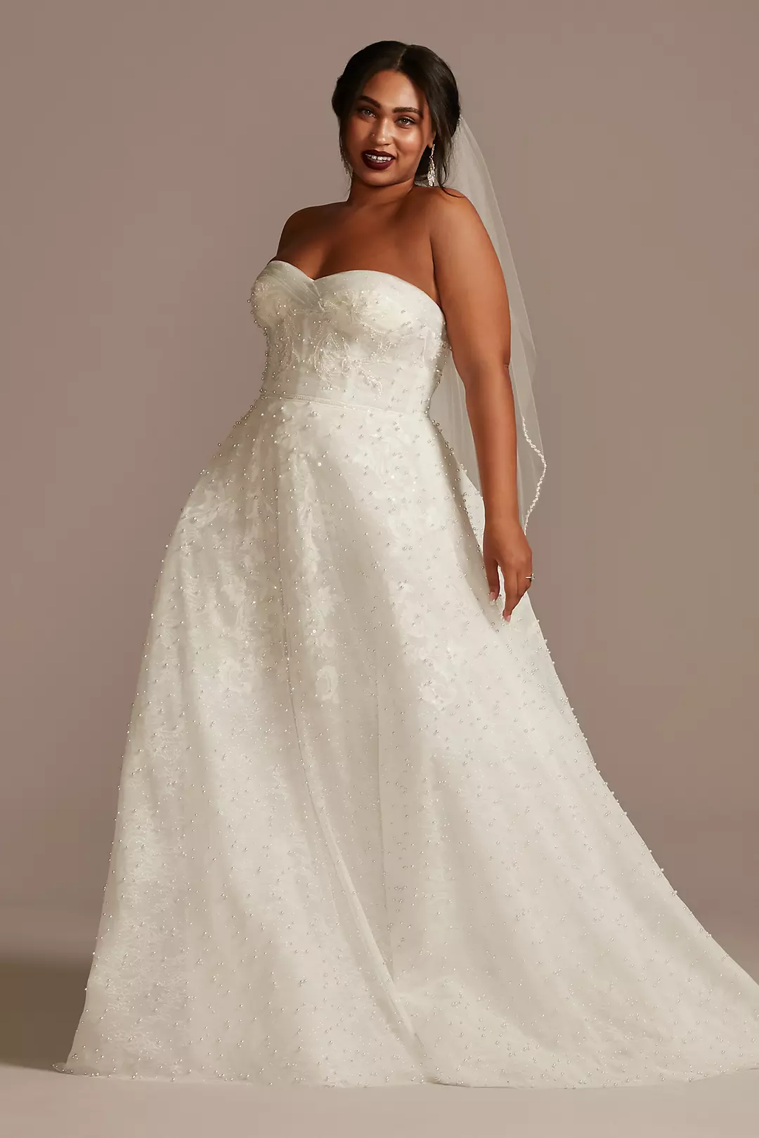 Strapless Pearl Applique Ball Gown Wedding Dress - Image 4