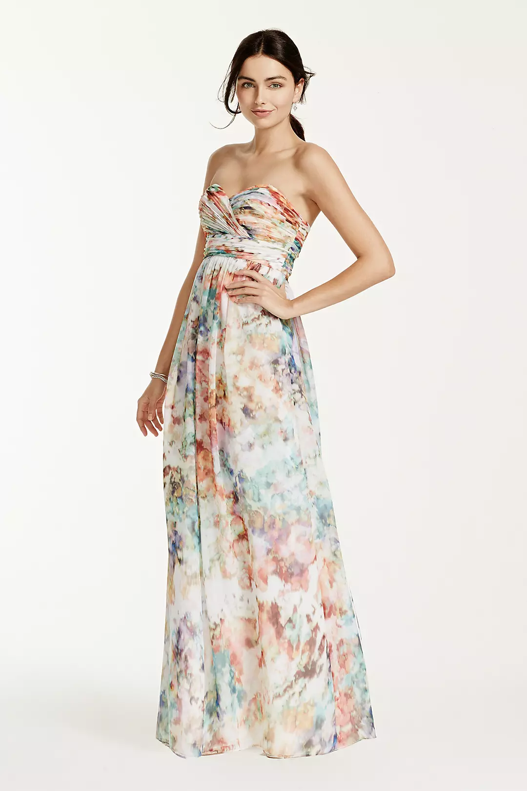 Strapless Printed Chiffon Dress - Image 6