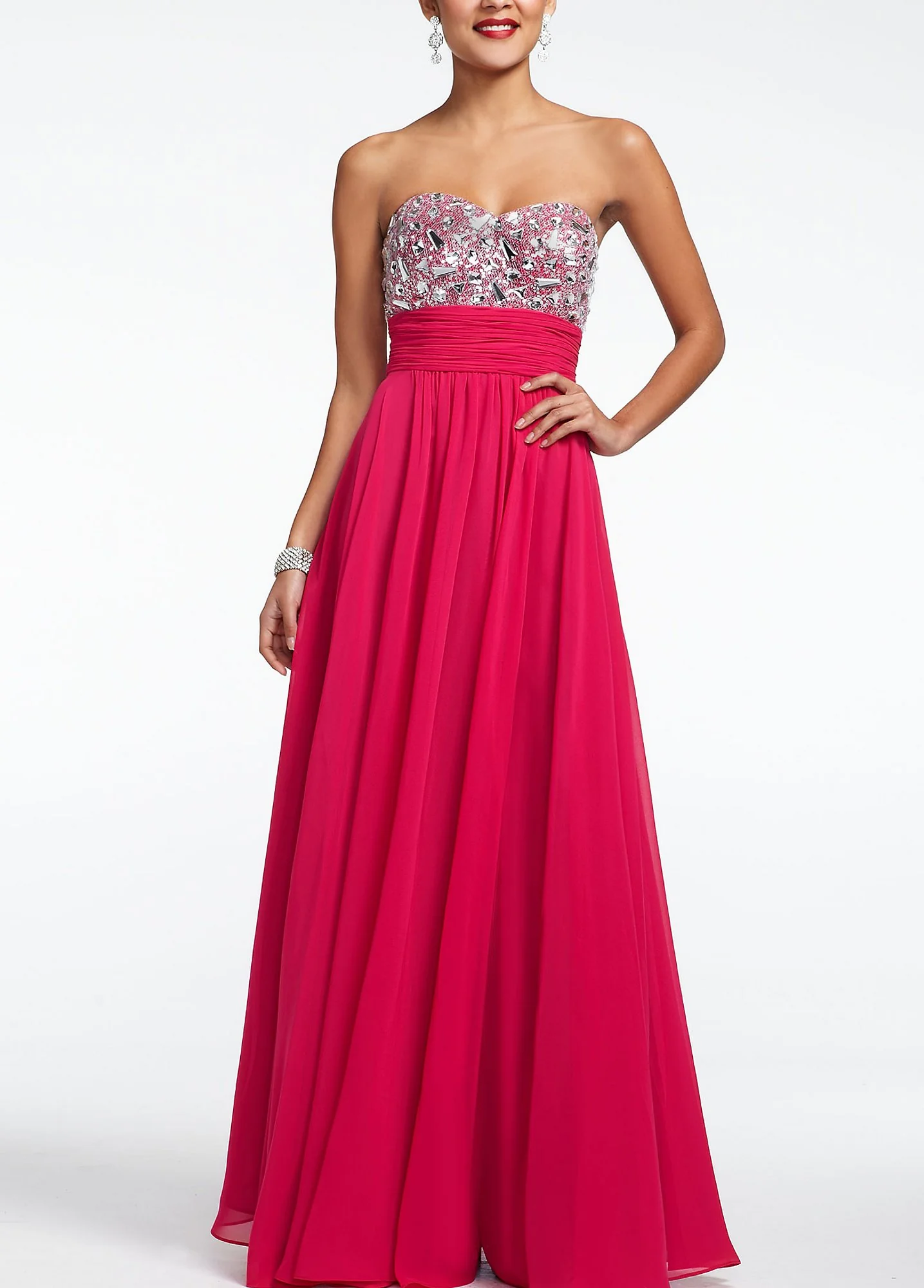 Strapless Prom Dress with Cut Glass Beading