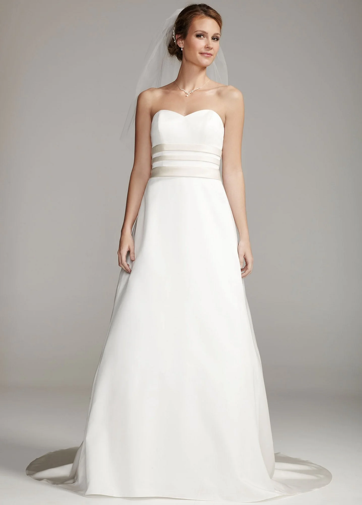 Strapless Satin A-line with Contrast Satin Band