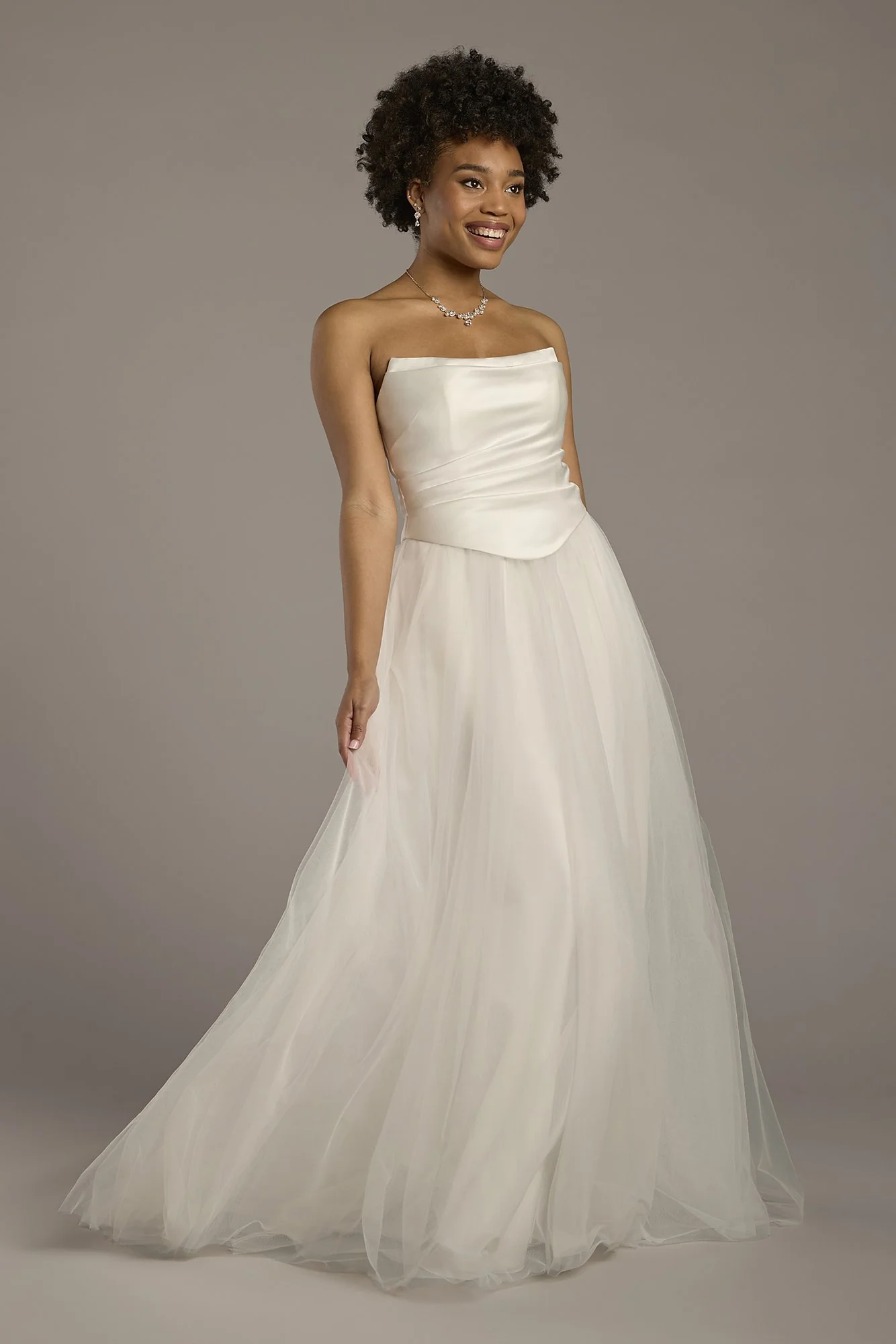 Strapless Satin and Tulle Ball Gown Wedding Dress - Image 3