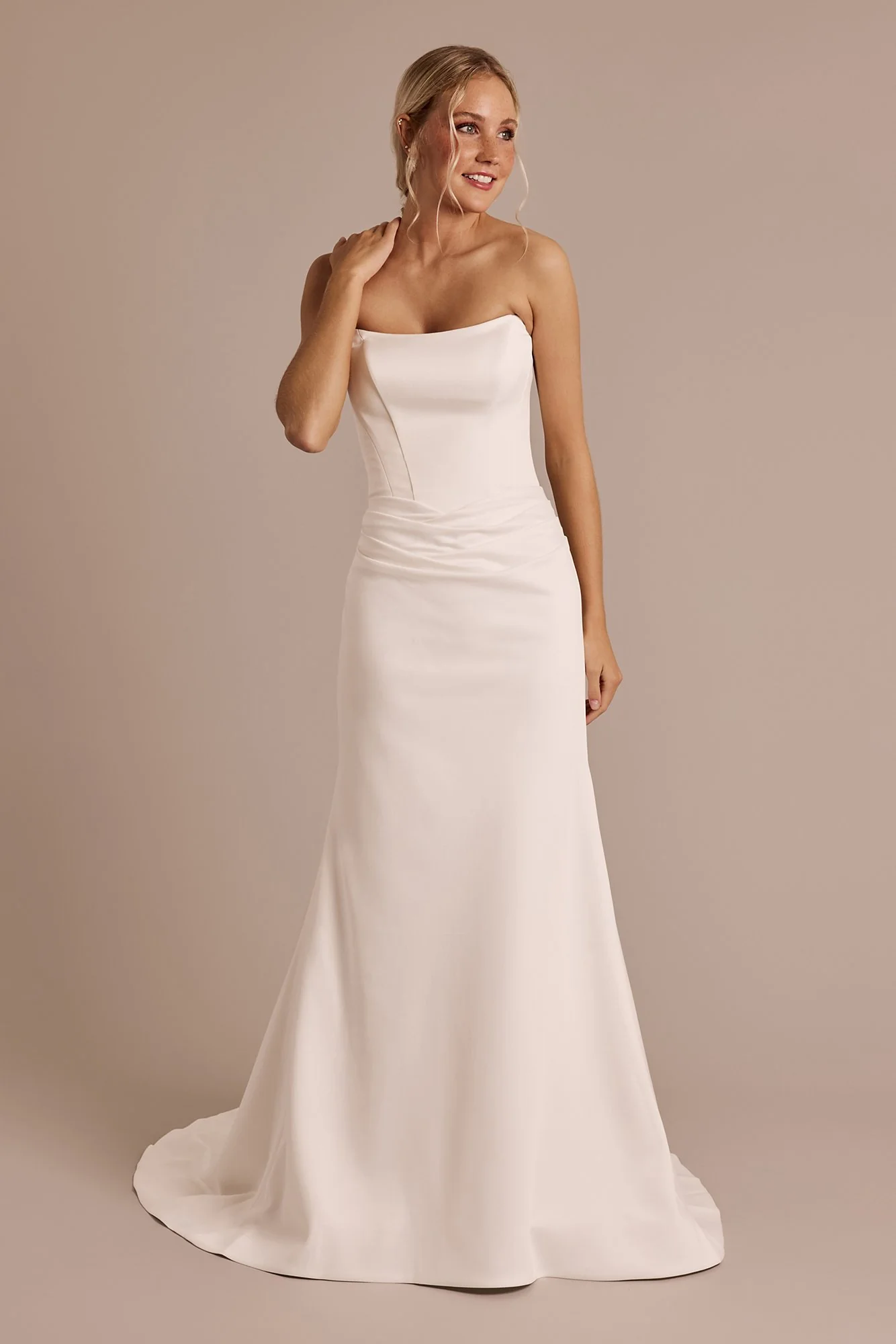Strapless Satin Draped Mermaid Wedding Dress