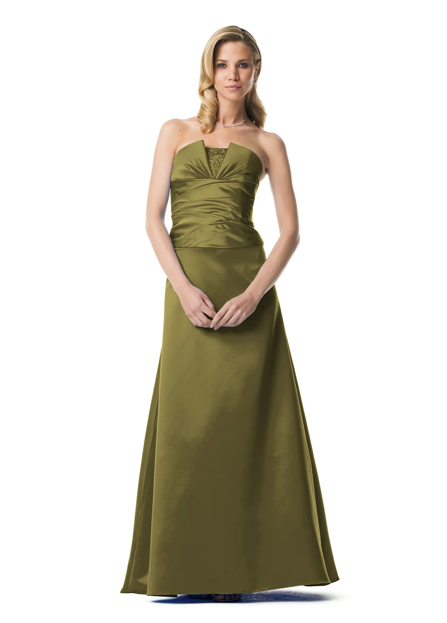 Strapless Satin Gown with Bodice and Ruched Bust - Image 2