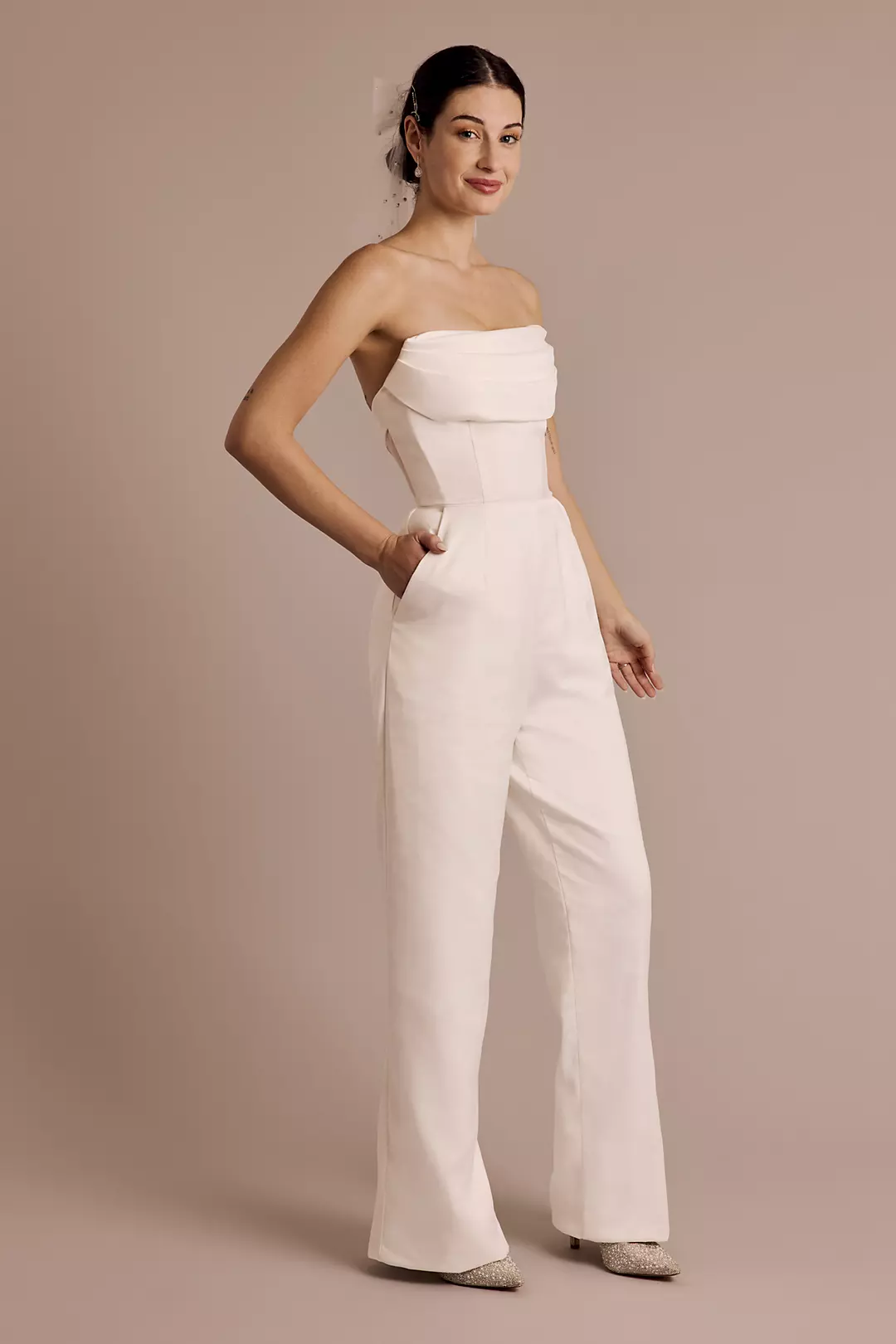 Strapless Satin Jumpsuit with Illusion Back - Image 6