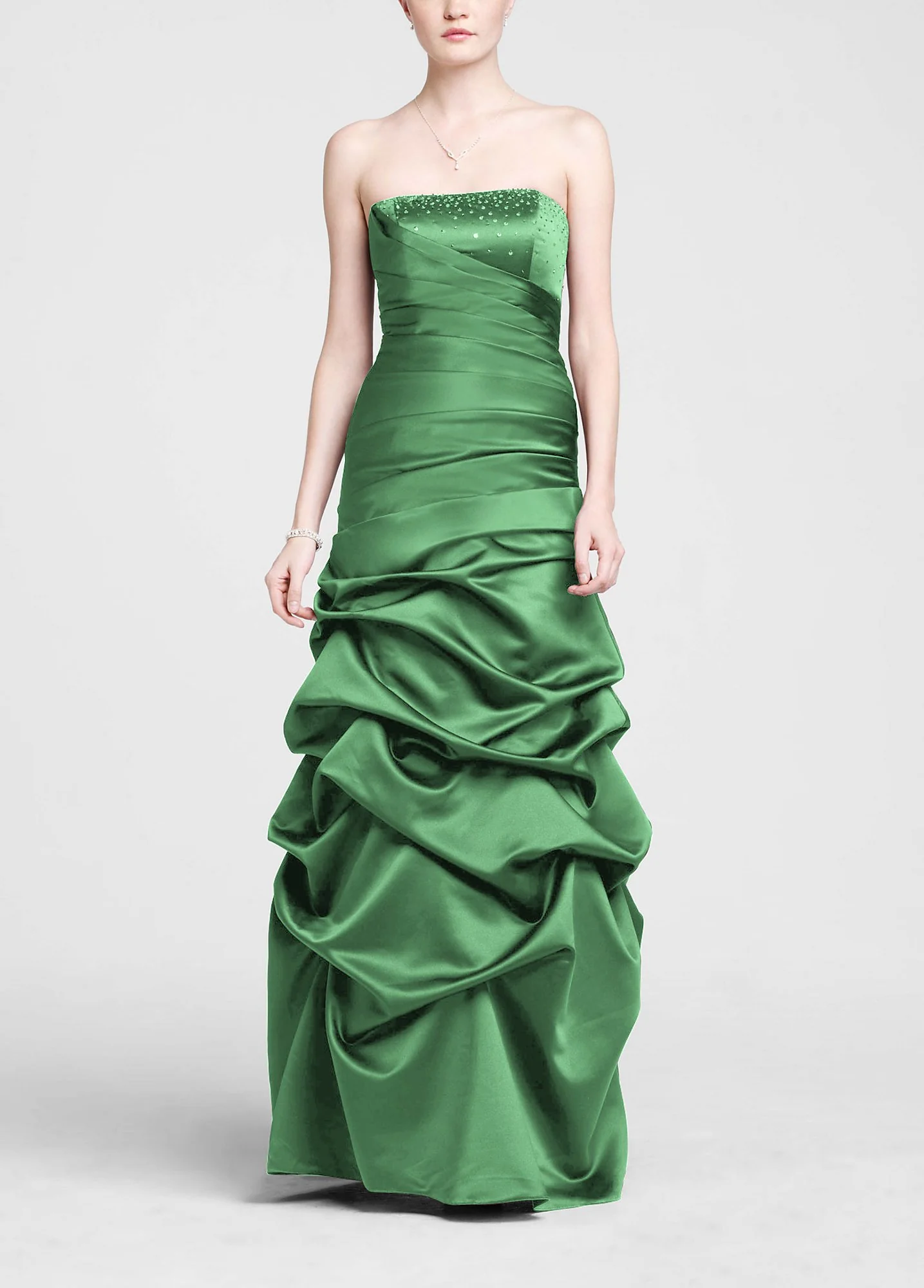 Strapless Satin Pick Up Ball Gown with Beaded Bust - Image 2